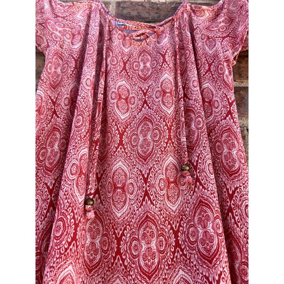 Burnt Orange Boho Cold Shoulder Tie Front Mini Dress - Picture 3 of 5